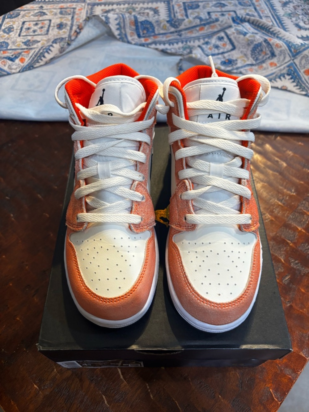 Nike White and Orange High-Top Sneakers
